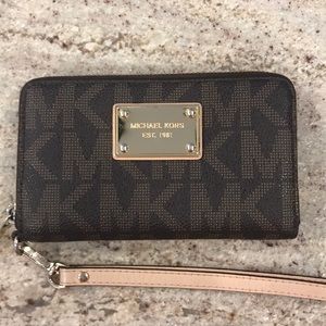 Michael Kors logo zip around wallet wristlet